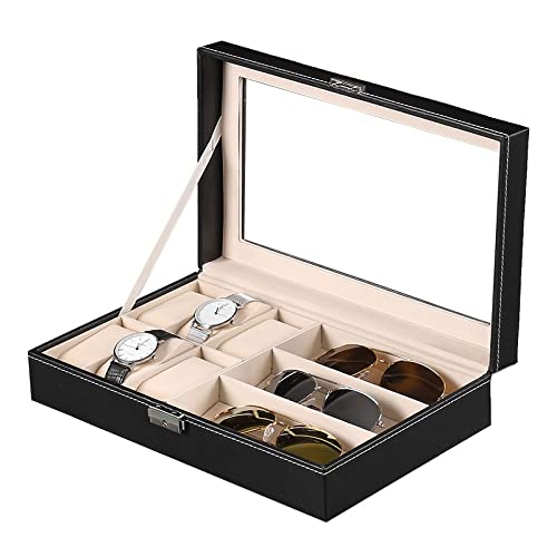 Boîte de rangement en bois YZCIS élégante pour montres et lunettes