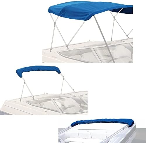 SavvyCraft 4 Bow Bimini Top Replacement Cover, Durable Marine Grade Canvas Boat Canopy, Easy Install Zipper Sleeves, 4 Bow 96" L 97"-103" W Blue Color