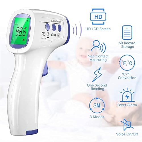 Image of DR VAKU Swadesi Non-Contact Infrared Digital Temperature Gun, Resolution Infrared Thermometer, Multi-Purpose, Wide Range, Non-Contact [With Free Battery] - White, Plastic, Pack of 1