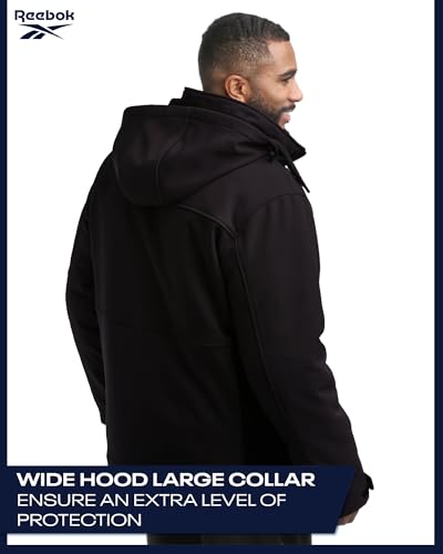 Image of Reebok Mens Winter Coats - 3 in 1 System Hooded Softshell Windbreaker Jacket and Quilted Puffer Insulated Mens Ski Jacket