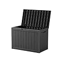 45 Gallon Deck Box,Resin Outdoor Storage Box with Lockable for Patio Furniture, Pool Accessories, Garden Tools Waterproof Outside Storage Box, Black
