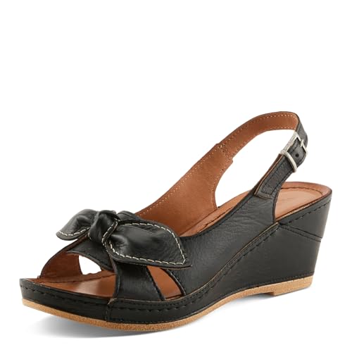 Spring Step Chassidy Women's Leather Wedge Sandal with Structured Bow