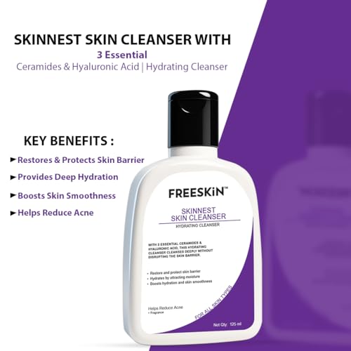Image of Freeskin Skinnest Hydrating Cleanser | With 3 Essential Ceramides & Hyaluronic Acid | Restores & Protects Skin Barrier | Deep Cleansing, Hydration & Acne Care | For All Skin Types | 125ml