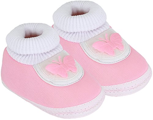 Image of Neska Moda 0 To 6 Months Baby Boys & Girls Cotton Butterfly Slip On Baby Booties