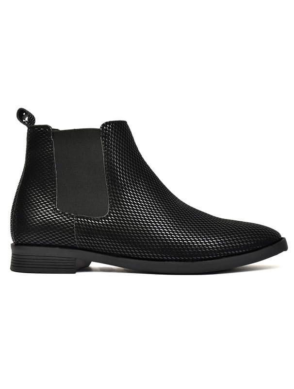 Image of TANN & TRAIL Men Premium Synthetic Chelsea Boots Elegant, Pointed Toe, Textured Finish, Cushioned Comfort, Versatile Formal & Casual Footwear