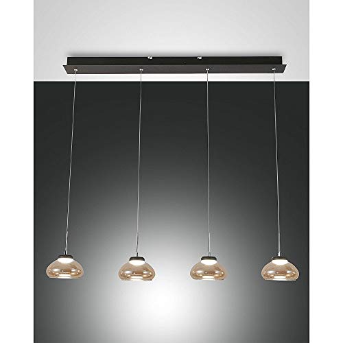 Fabas Luce Arabella Pendelleuchte inkl. Smartluce LED 4x8W Metall und geblasenes Glas Amber 3547-48-125-01