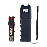 SABRE Pepper Spray & 3-in-1 Stun Gun with Flashlight and Anti-Grab Bar Technology, Self Defense Kit, 35 Bursts, 10 Ft (3 m) Range, 120 Lumens LED Light, Rechargeable Battery (Set of 2)