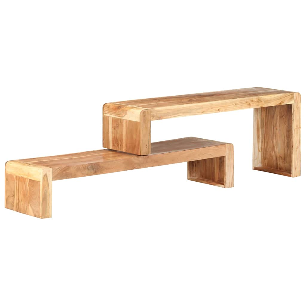 Mobile TV con Supporto di Design in Legno Massello di in 2 Pezzi, Mobile da Soggiorno per Casa in Stile Industriale