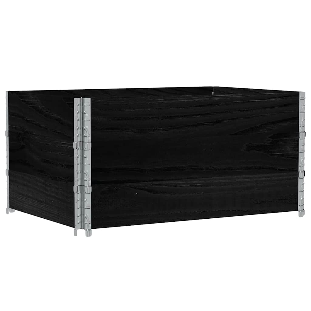 Paletten-Aufsatzrahmen 3 STK. Schwarz 120x80 Massivholz Kiefer