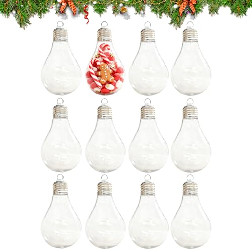 Bombillas Transparentes de Navidad para Manualidades, decoración de Bombillas Transparentes, Recuerdos de Fiesta, de Bombilla Transparente rellenable, para chimeneas, árboles, Coronas, Puerta