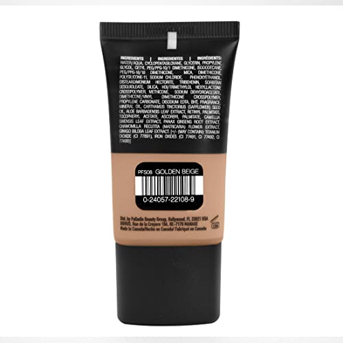 Palladio Powder Finish Liquid Foundation, Natural Matte Appearance, Reduces Fine Lines, Covers Large Pores, Hides Imperfections, All Day Wear, Sheer To Medium Coverage, Golden Beige #TOP3