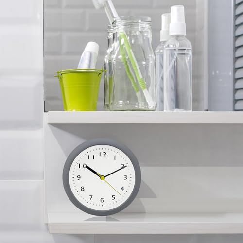 Reloj de baño silencioso con ventosa e impermeable para ducha y cocina 7