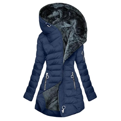 Genérico chaquetones mujer Abrigo Mujer Invierno Chaqueta Con Capucha De Piel Sintética Cálido Acolchada Cortavientos Con Bolsillos Chaquetas Impermeable abrigo plumas