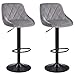 Produktbild 2er Set Barhocker Kunstleder Barstuhl mit Lehne Farbauswahl höhenverstellbar drehbar Tresenhocker - TYP 523B, Farbe:Grau, Material:Samt