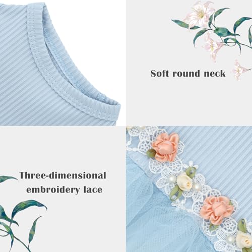 Image of CuteBone Blue Tulle Skirt Dog Wedding Bridesmaid Dress for Puppy with Lace Trim at Waist - Comfortable, Stylish, and Perfect for Special Occasions HBQ03L