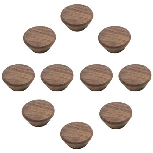 Tiradores para armarios de cocina, pomos redondos de madera de nogal 45 mm, 10 uds