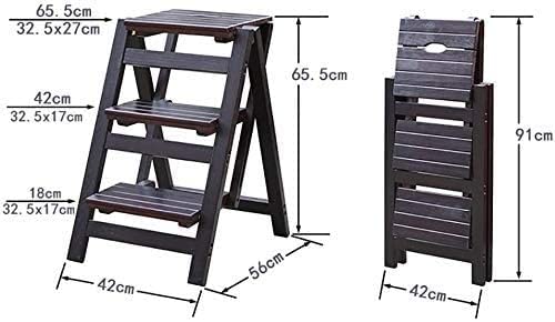 Échelle multifonction intérieur ménage : tabourets escabeau bois pliants - 3