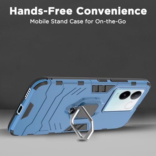 Image of Pikkme Back Cover for iQOO Z7 Pro 5G | 360 Protection | Ring Holder | Kickstand | Tough Armor Case (Blue)