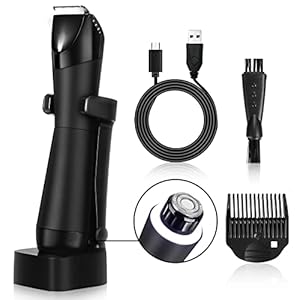 Elektrischer Intimrasierer Mann, 2 in 1 Körperrasierer Herren mit LED-Beleuchtung, IPX7 Wasserdichte Nasser /Trockener Bodygroomer, Profi Haartrimmer Rasierer Herren für den Intimbereich & Körper