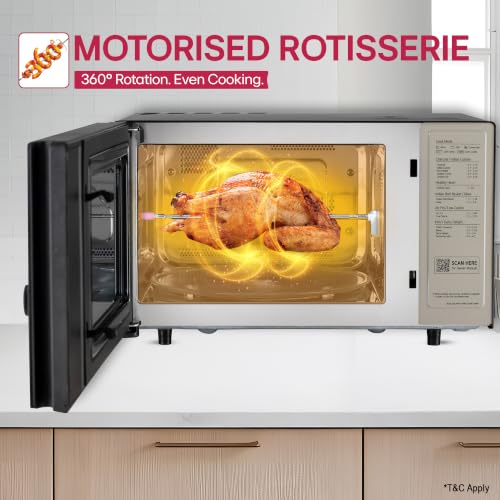 Image of LG 28 L, Convertible Microwave Oven with Air Fry, Charcoal Lighting Heater, Wi-Fi Enabled (MJEN286UGWF, Black, Motorised Rotisserie, 60 Air Fry Recipe, 40 Scan to Cook Recipes & 331 Auto Cook Menu)