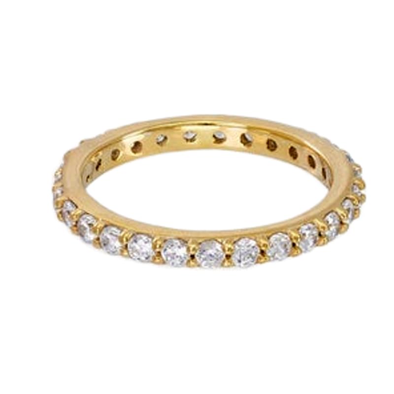 Bague d'éternité plaqué or pavée de pierres CZ transparentes