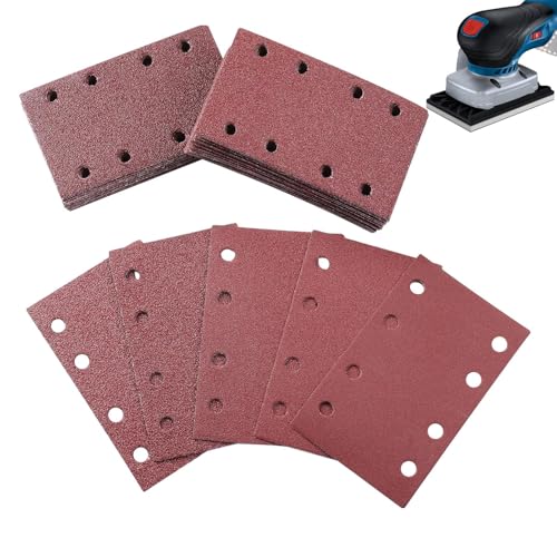 Lijas Orbitales, 120 Unidades Discos de Lija 8 Agujeros Para Lijadoras, Hojas Antiatascamiento para Muebles Yeso Piedra Carpinteros Pintura