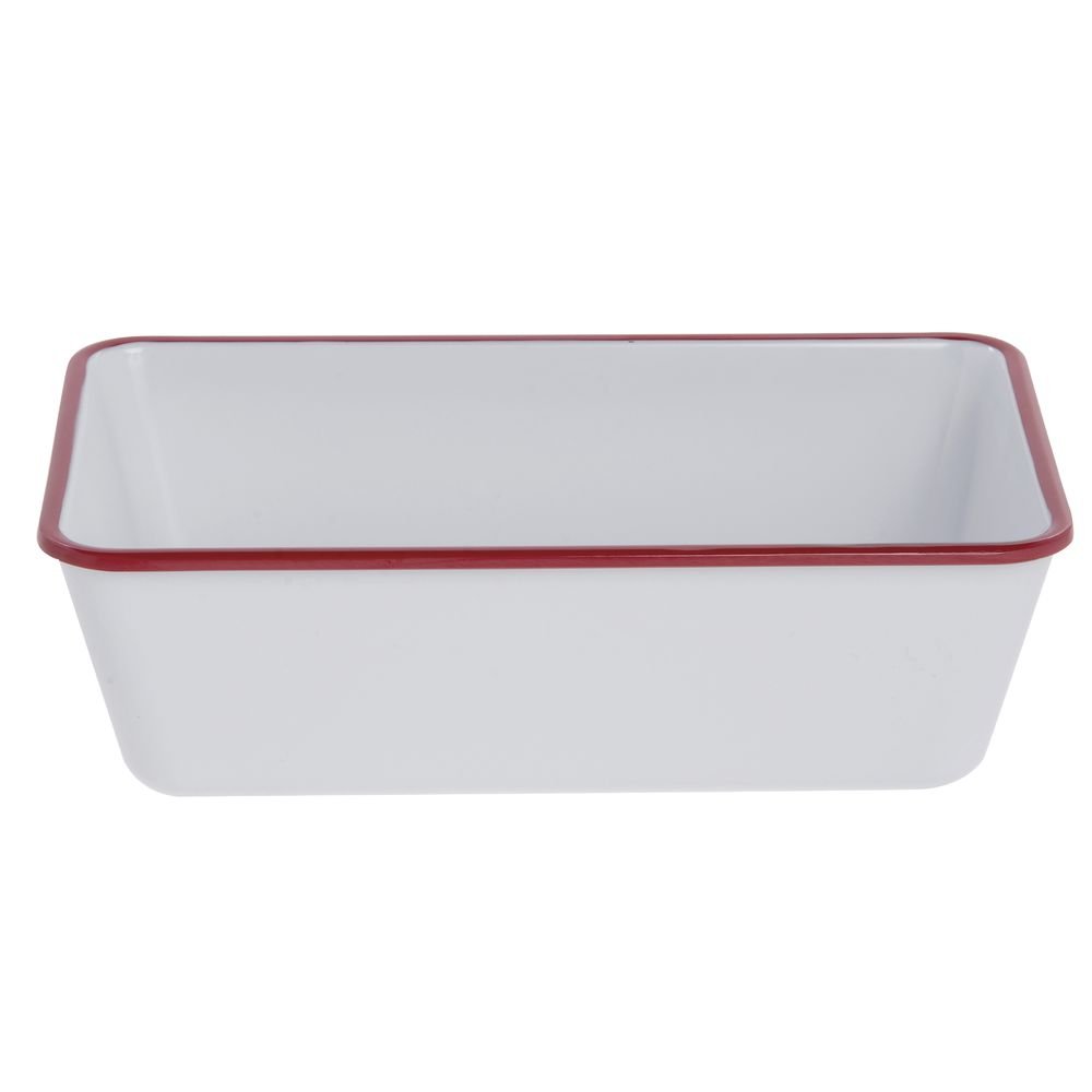 Serving Bowl Enamelware Look Melamine White/Red - 10 1/2 L x 6 1/2 W x 3 1/10 D by HUBERT – Melamine, White, Model 240511
