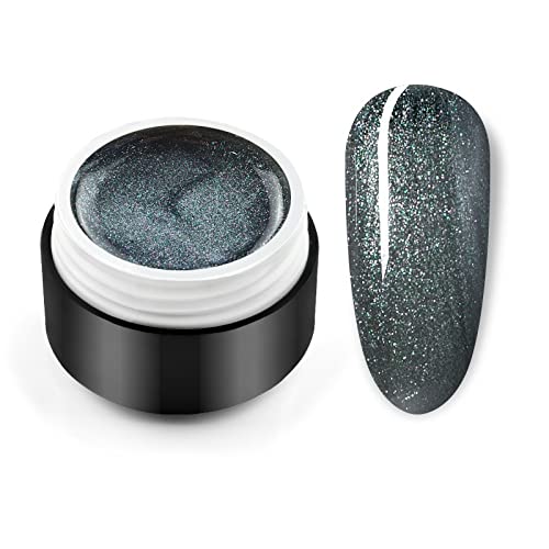 VENALISA 5ml Black Seashell Color Gel Nail Paint Gel, Pearl Effect Color LED UV Nail Art Varnish (U02)-image-3