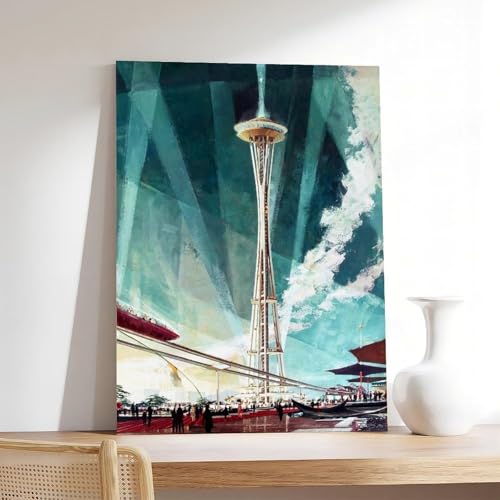 Poster Seattle Space Needle Solution Déco Murale Prête à Suspendre