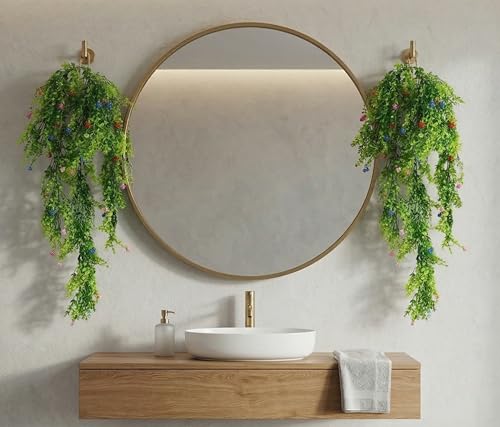 Image of Dekorly 2 Pack Artificial Plants Artificial Hanging Plants Faux Eucalyptus Leaf Greenery Fake Hanging Eucalyptus Plant (Green) (2, New Multi Colour Vines)