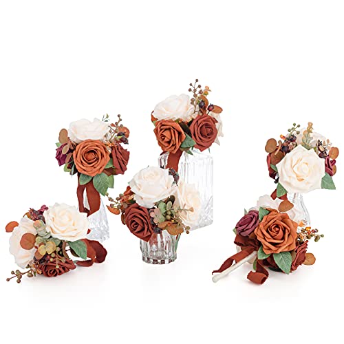 Ling's moment Hochzeitsblumen-Set mit 6 vorgefertigten kleinen Blumensträußen Cover