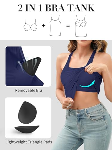 Image of V FOR CITY Women's Tank Top with Built in Bras Adjustable Wide Strap Padded Camisole Summer Cami Shirts