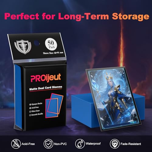 Image of 200 Pack Card Sleeves, Matte Dual Trading Card Sleeves with Opaque Back & Smooth Shuffle, Tear Resistant Card Protectors for MTG, TCG and Game Cards (Wisdom Blue)
