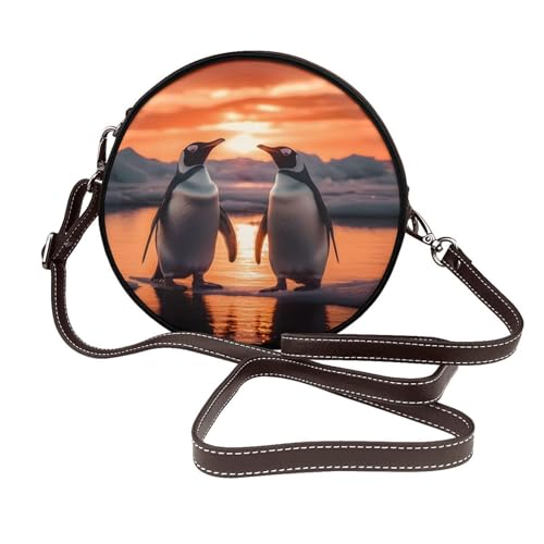 Sac à bandoulière rond Sunset Penguin en cuir végétalien aux finitions soignées