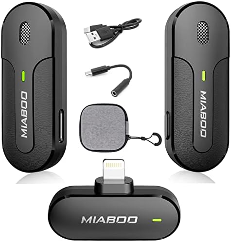 Musical Instruments Ashikos Microphones, Wireless Lavalier Microphone for iPhone iPad, 2 Pack Lapel Mic Set, Auto Sync & Noise Reduction Plug-Play for iPhone Video Recording, YouTube, Vlog