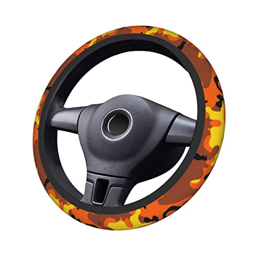 Camouflage Orange Balck Yellow Steering Wheel Covers Non Slip Neoprene Universal 15 Inch Steering Wheel Protector Car Cover For Men Women #TOP3