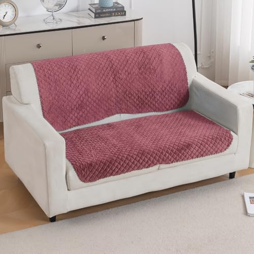 Image of HOKIPO Quilted Sofa Cover for 2 Seater for Seat & Back, 'Quilt Classic' Pink (IN-926-ONION*2)