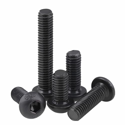 Duokon 50 Stück M3 Innensechskant Schrauben Set, Schwarze Sechskant Sockel Flachkopf Schrauben Setzen, Zylinderschrauben, 10,9 Klasse Legierungs Stahl, Volles Gewinde, Einfaches Ende (M3*10mm)