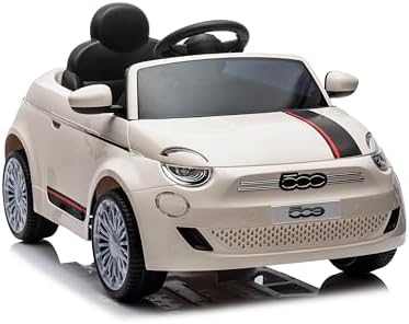 Zippy Toys, Carro Elétrico Infantil Fiat 500 Branco 12V com contr...