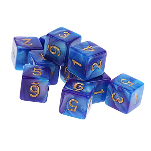 Yourandoll 20 STÜCKE Polyedrische Würfel D6 Würfel 16mm Acryl 6 Seitige Dice Spielwürfel for DND RPG Tischspiele Brettspiel (Blau Lila und Rot Blau)