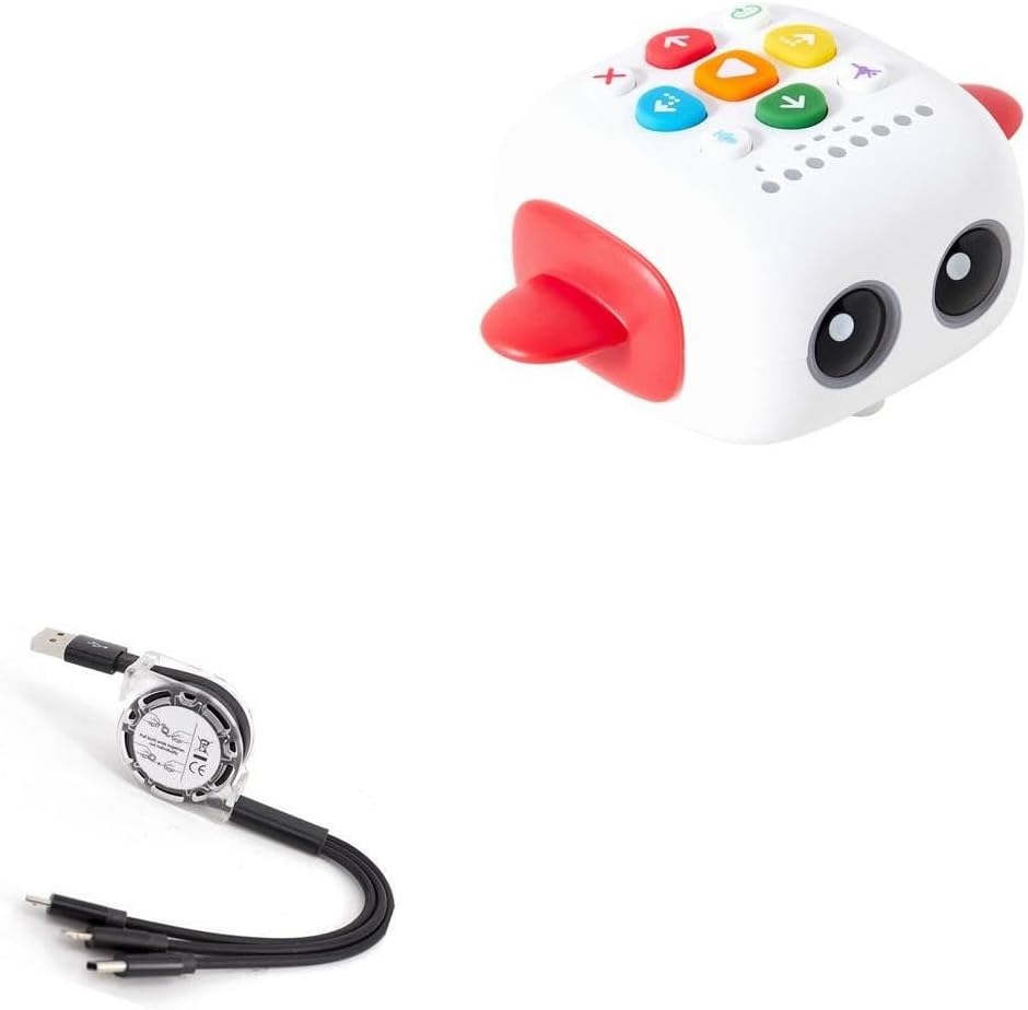 BoxWave Cable Compatible with MatataStudio Tale-Bot Pro - AllCharge miniSync, Retractable, Portable USB Cable - Jet Black