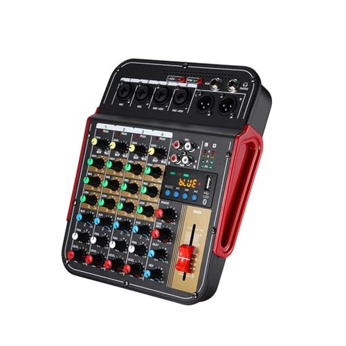 オーディオミキサー ミキサー 6チャンネルオーディオミキサーポータブルミキシングコンソールUSBインターフェース48Vファンタム電源オーディオミキシングアンプエフェクト付きミキシングコンソール レコーディング、ライブストリーミング、ポッドキャスティング用