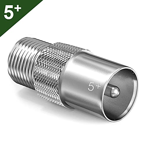 5 Plus Female To Male 5 PCS TV Aerial Coaxial Coupler,Satellite T/F Type Screw Connector Socket to RF Coax Aerial Adapter