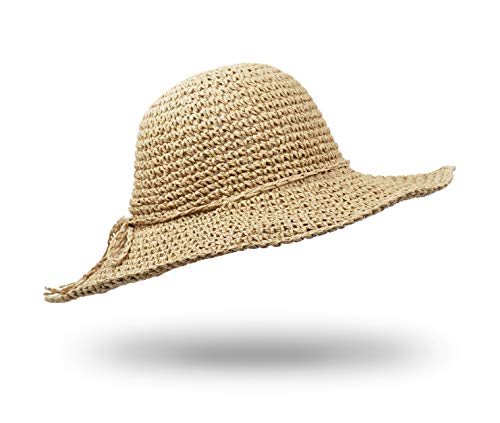 Sombrero de paja plegable para playa y exterior miniatura 5