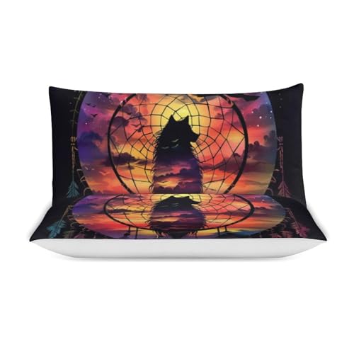 Juego de cama de lobo reversible textil hogar microfibra con 2 fundas de almohada 4
