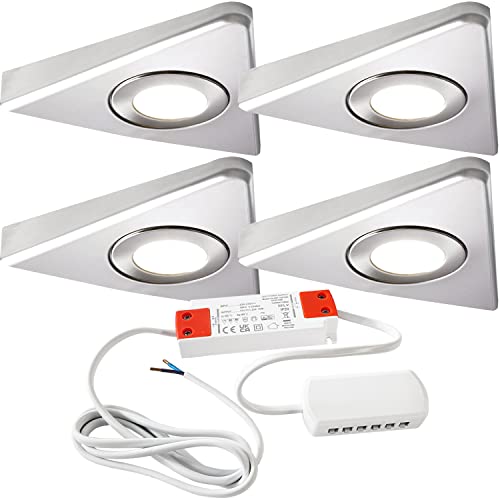 6x BRUSHED NICKEL Ultra-Slim Square Under Cabinet Kitchen Light & Driver Kit - Natural White Diffused Led - View #4