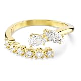Swarovski Mesmera Anello Aperto, Tagli Misti, Bianco, Finitura Oro 18 Carati