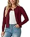 GRECERELLE Casual Women's Knit Cropped Cardigan Open Front Lightweight Long Sleeve Fashion Bolero Sweaters, Wine Red, L