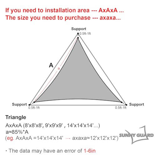 Sunny Guard US-SS3H1AA-20607 Waterproof Sun Shade Sail 16' X 16' X 16' Charcoal Triangle Uv Block Sunshade thumb #4