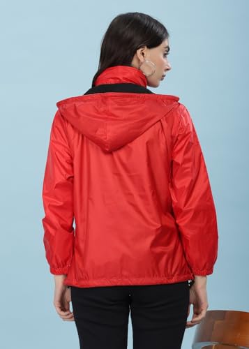 Image of Dollar Women's Polyester Solid Windcheater Jacket With Zipper Pockets and Detachable Hood